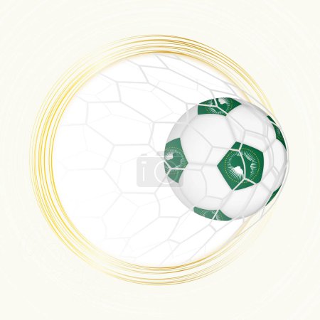 emblema de fútbol con pelota de fútbol con bandera de la Unión Africana en la red, gol de puntuación para la Unión Africana.