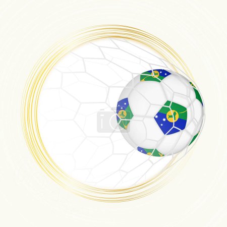 Emblema de fútbol con pelota de fútbol con bandera de la isla de Navidad en la red, gol de puntuación para la isla de Navidad.