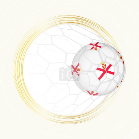 Football emblem with football ball with flag of Jersey in net, scoring goal for Jersey.