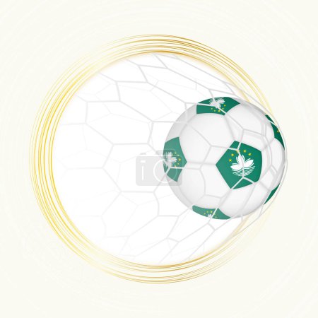 Ilustración de Emblema de fútbol con pelota de fútbol con bandera de Macao en red, gol de puntuación para Macao. - Imagen libre de derechos