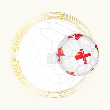 Emblème de football avec ballon de football avec drapeau de Sark au filet, but marqué pour Sark.