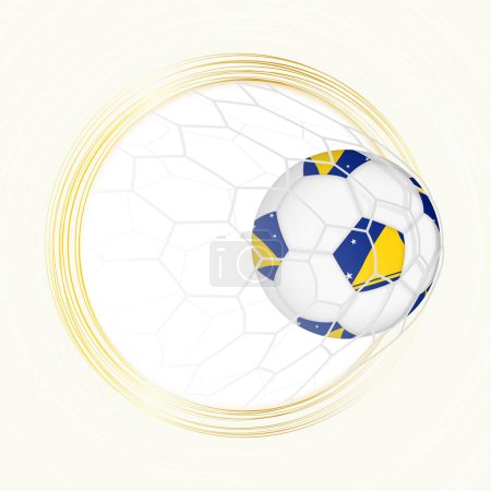 Football emblem with football ball with flag of Tokelau in net, scoring goal for Tokelau.