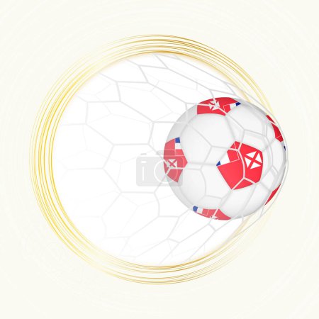Fußball-Emblem mit Ball mit Fahne von Wallis und Futuna im Netz, Tor für Wallis und Futuna.