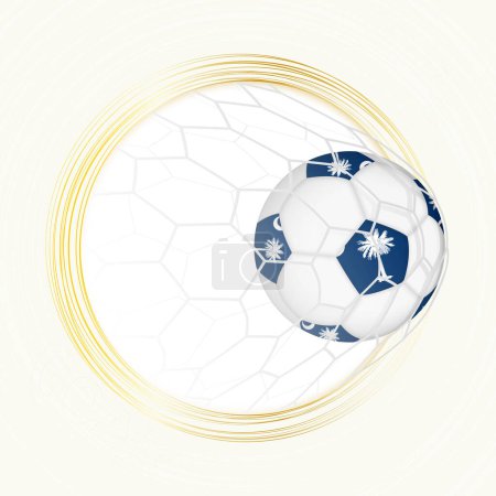 Ilustración de Emblema de fútbol con pelota de fútbol con bandera de Carolina del Sur en la red, anotando gol para Carolina del Sur. - Imagen libre de derechos
