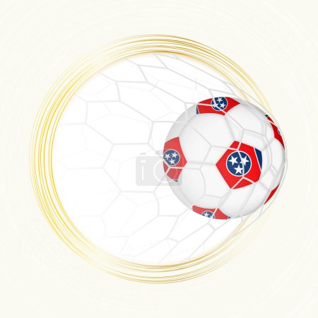 Football emblem with football ball with flag of Tennessee in net, scoring goal for Tennessee.