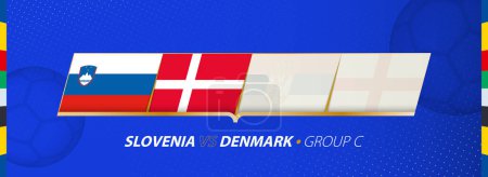 Slowenien - Dänemark Fußballspiel Illustration in Gruppe C.