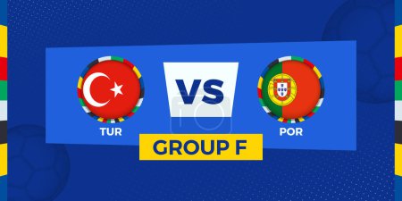 Turkey vs Portugal football match on group stage. Football competition illustration on sport background.