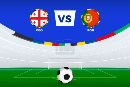 Illustration of stadium for football match between Georgia and Portugal, stylized template from soccer tournament.