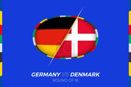 Alemania vs Dinamarca icono de partido de fútbol para el torneo de fútbol europeo 2024, frente a icono en la fase de grupo.