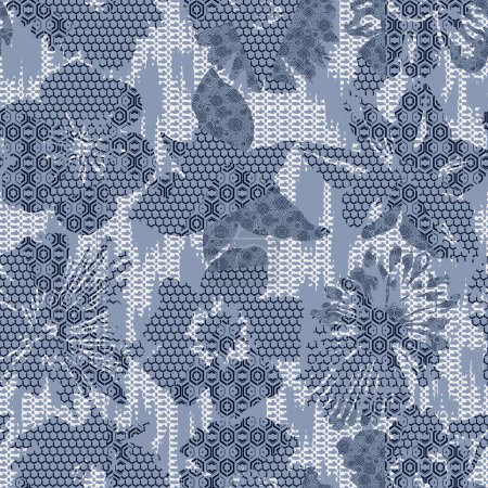 Photo for Pattern seamless abstract flowers with geometric texture and monochrome color for textile, fashion, product design, etc - Royalty Free Image