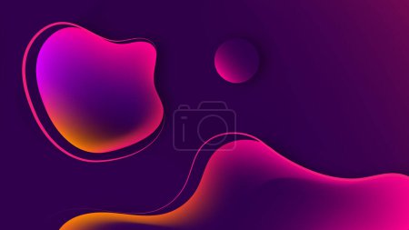 Téléchargez les photos : Purple pink orange abstract neon color design. Minimalism. Fluid Abstracts Design. Neon abstract gradient wallpaper, background. Digital motion. Geometric shape, dynamics. Poster, banner, flyer - en image libre de droit