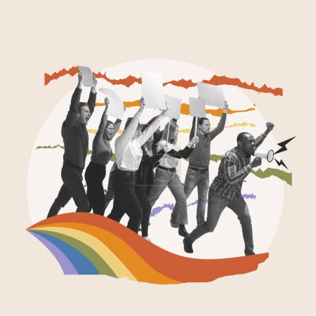 Photo for Group of young people showing movement aiming on lgbt community support. Contemporary art collage. Concept of human rights, equality, social issues, acceptance and freedom. Banner, poster, ad - Royalty Free Image