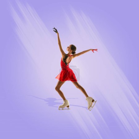 Photo for Elegant teen girl, beautiful dancer making performance. Figure skating activity. Creative design. Concept of winter sport, art, choreography, performance. Poster, ad - Royalty Free Image