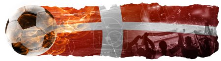 Photo for Combination of soccer ball and national flag. Sport fans attending match, cheering up team of Denmark. Concept of championship, tournament, competition, tournament. Banner for sport event - Royalty Free Image