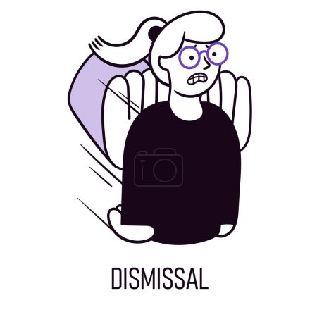 Illustration for Dismissal. Vector illustration. Desperate employee, office worker being fired. Quitting job. Unemployment issues. Concept of business, ups and downs, depression, losing job, occupation - Royalty Free Image