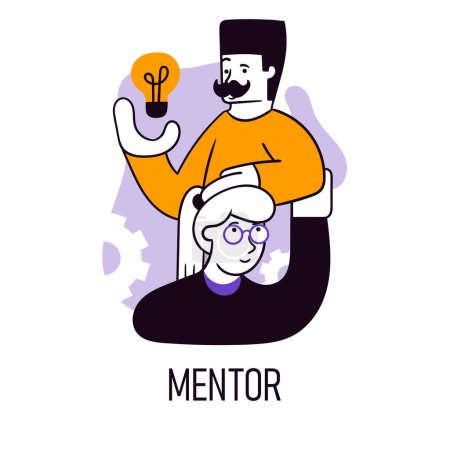 Illustration for Mentor. Vector illustration. Mentoring and coaching of employees. Growth of professional skills. Concept of business, career development, cooperation, innovative business approach, brainstorming - Royalty Free Image