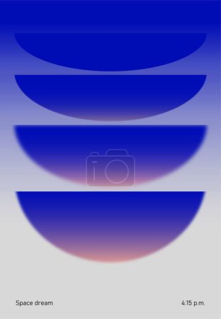 Gradient blaue geometrische Formen mit dem Titel Space dream. Visual für geführte Meditationssitzungen, die Ruhe fördern. Moderne Ästhetik, minimalistische Kunst. Vektor-Design für kreatives Cover, Plakat und Werbung.