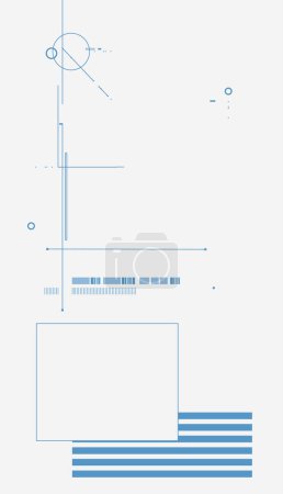 Illustration for Schematic representation of various geometric shapes and lines in technical drawing format. Modern aesthetics, minimalist art. Vector design for creative cover, poster and ad. - Royalty Free Image