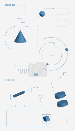 Illustration for Abstract graphics of diagrams, including different geometric shapes. Modern aesthetics, minimalist art. Educational graphics, motion and diagrams. Vector design for creative cover, poster and ad. - Royalty Free Image