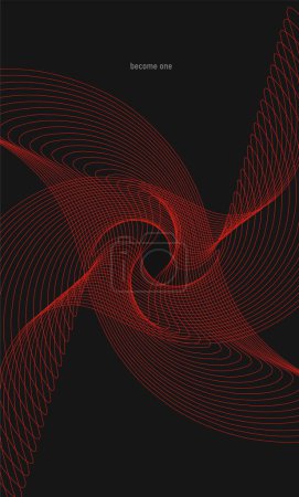 Illustration for Geometric lines forming abstract structure against black background with phrase - become one. Modern aesthetics, minimalist art. Vector design for creative cover, poster and ad - Royalty Free Image