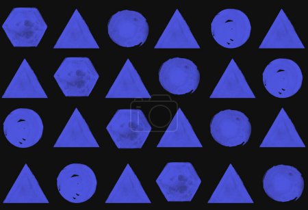 Foto de Vista superior, Patrón azul puro cuadrados geométricos aislados textura de fondo negro para el diseño gráfico, producto publicitario, estilo colorido, marco de azulejo - Imagen libre de derechos