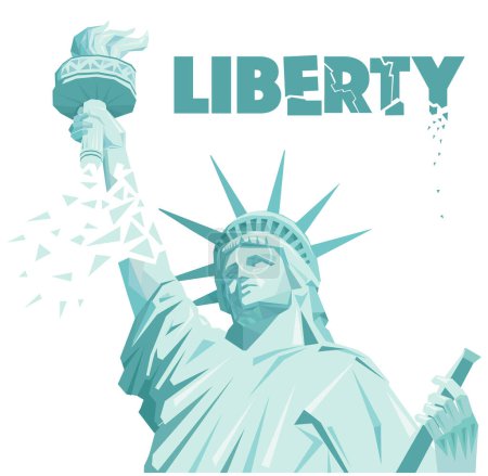 Ilustración de Estatua de la libertad, símbolo de la ciudad de Nueva York, concepto amenaza de la democracia - Imagen libre de derechos