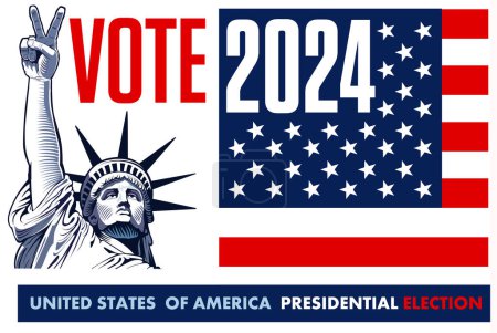 Illustration for 2024 United States Presidential Election - concept with Liberty Statue - Royalty Free Image