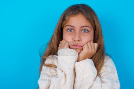 Photo for Portrait of sad pretty teen girl hands face - Royalty Free Image