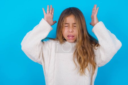 Photo for Pretty teen girl goes crazy as head goes around feels stressed because of horrible situation - Royalty Free Image