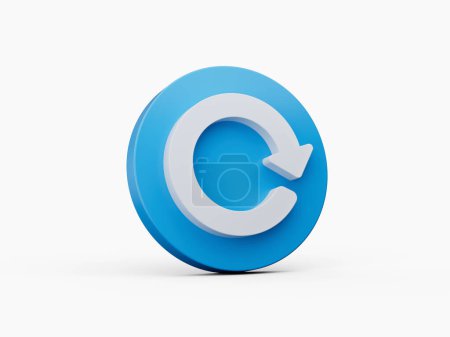 3d Refresh icon isolated on Blue background 3d illustration