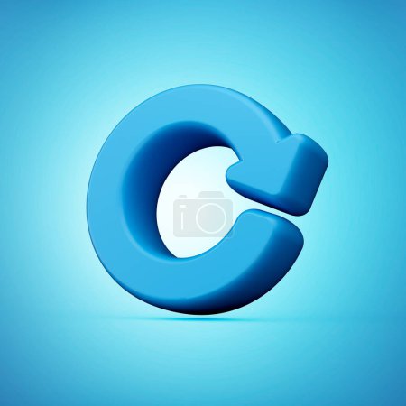 Téléchargez les photos : Icône Flèches cercle bleu - Mettre à jour, rafraîchir le symbole. Mise à jour 3d bleu, icône de rafraîchissement Illustration 3d - en image libre de droit