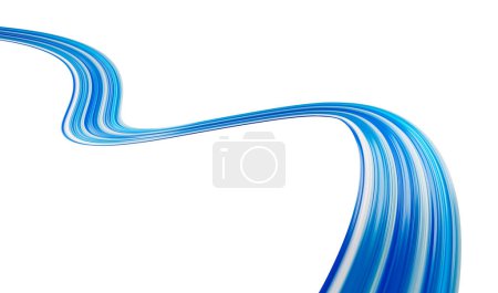 Foto de Forma líquida de flujo azul retorcido 3d abstracto. Pintura acrílica. Ilustración moderna del diseño 3d - Imagen libre de derechos