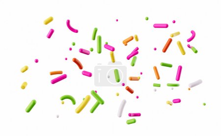 Téléchargez les photos : Bonbons colorés saupoudrer isolé sur fond blanc illustration 3d - en image libre de droit