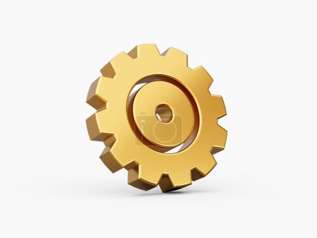 Gold yellow gear setting icon 3d illustration