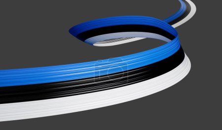 Estonia Flag Ribbon independence day banner 3d illustration. Estonian memorial holiday 24th of February