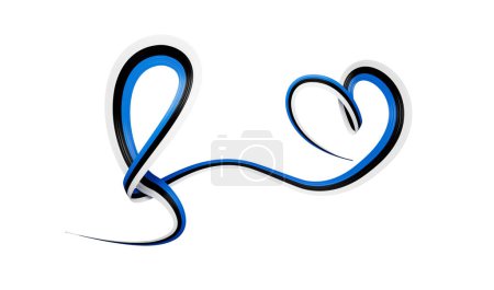 Téléchargez les photos : Estonie Drapeau icône du coeur. Emblème estonien du ruban. Symbole de l'amour. Illustration 3D isolée - en image libre de droit