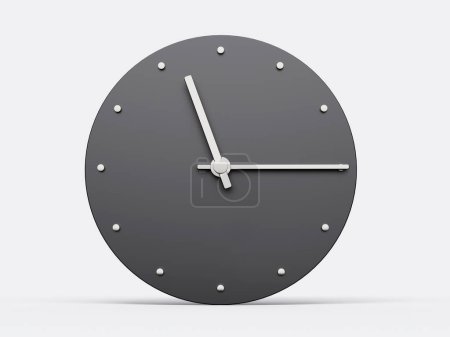 Téléchargez les photos : Simple clock gray quarter past eleven. Time is 11:15 or 23:15 o clock. Modern Minimal Clock. 3D illustration - en image libre de droit