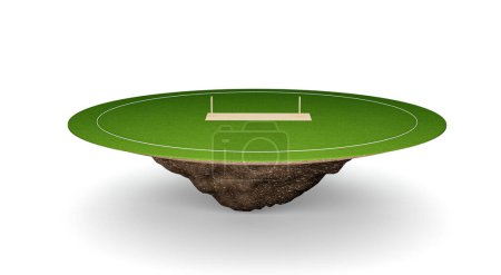 Téléchargez les photos : Cricket Stadium Front view sport game field, grass stadium or circle arena 3D Illustration - en image libre de droit
