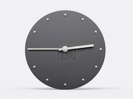 Photo for 3d Simple Gray Round Wall Clock, 2:45 Quarter to three O'clock On White Background, 3d illustration - Royalty Free Image