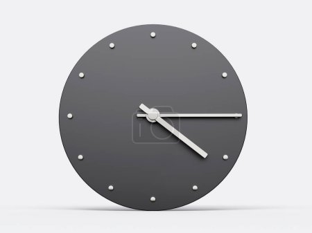 Téléchargez les photos : Horloge simple grise 4 : 15 heures quart Quatre heures Horloge minimaliste moderne. Illustration 3D - en image libre de droit
