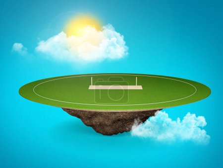 Téléchargez les photos : Cricket Ground in the Sky nuages mouvement soleil lentille fusée éclairante illustration 3d - en image libre de droit