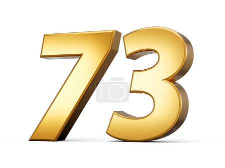Photo for Gold number 73 Seventy Three isolated white background. shiny 3d number made of gold 3d illustration - Royalty Free Image