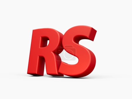 Téléchargez les photos : 3d rouge brillant pakistanais roupie symbole de devise Rs isolé sur fond blanc, illustration 3d - en image libre de droit