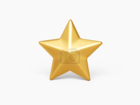 Téléchargez les photos : 3d Un symbole d'étoile d'évaluation brillant doré isolé sur fond blanc, illustration 3d - en image libre de droit