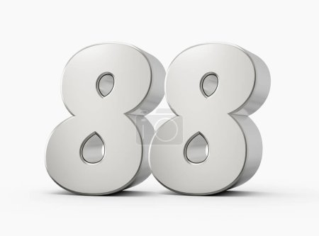 Photo for 3d Shiny Silver Number 88 Eighty Eight 3d Silver Number Isolated On White Background 3d illustration - Royalty Free Image