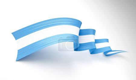 Bandera 3d de Argentina Cinta de bandera ondeante brillante 3d aislada sobre fondo blanco, ilustración 3d