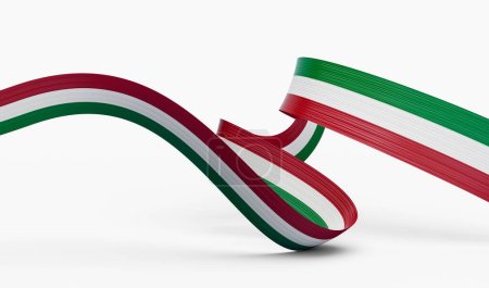 Foto de Bandera 3d de Italia, Bandera de cinta de Italia brillante ondulada 3d aislada sobre fondo blanco, ilustración 3d - Imagen libre de derechos