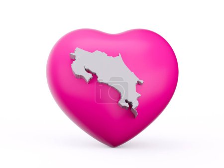 Photo for 3d Pink Heart With 3d White Map Of Costa Rica Isolated On White Background, 3d illustration - Royalty Free Image