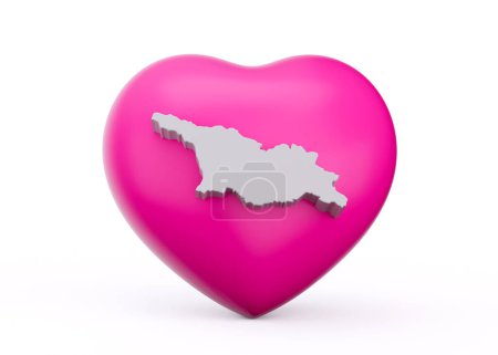 Photo for 3d Pink Heart With 3d White Map Of Georgia Isolated On White Background 3d Illustration - Royalty Free Image