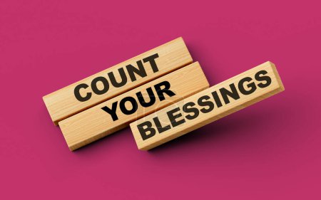Photo for Wooden blocks with count your blessings word on colorful isolated background 3d illustration - Royalty Free Image